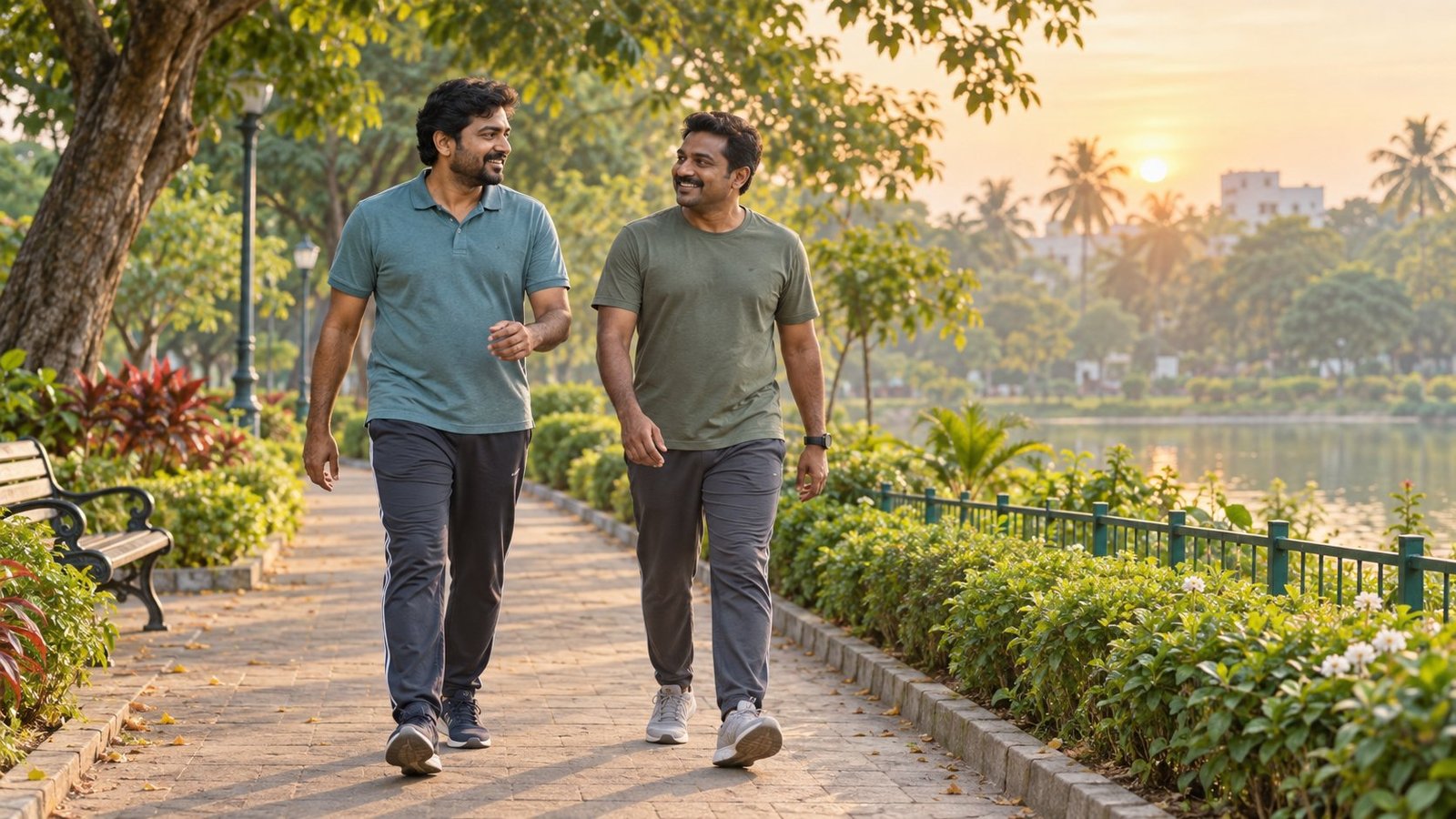 Tamil man taking a morning walk as part of his relapse prevention routine