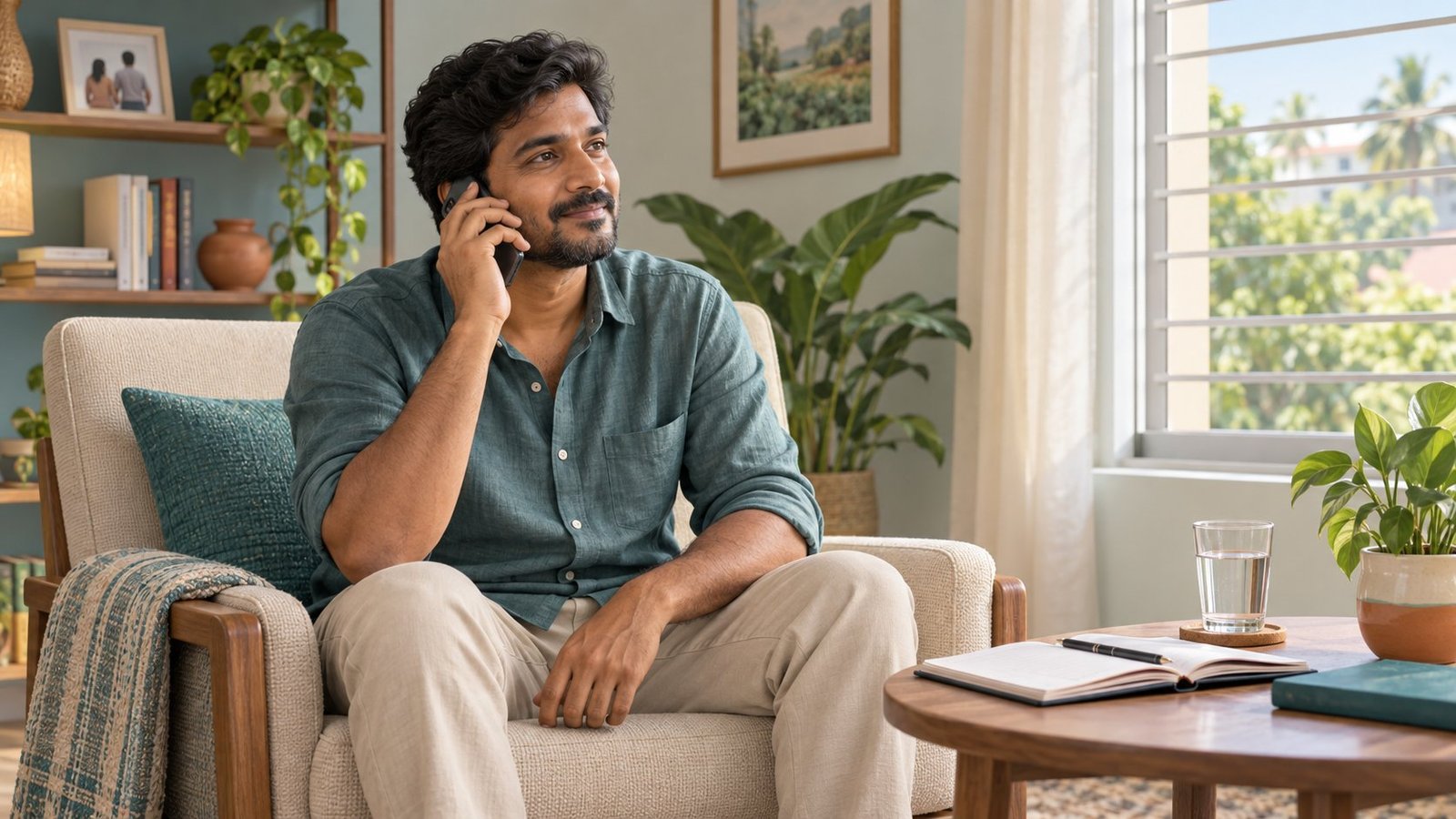 Tamil man calling a trusted support person as part of his relapse prevention plan